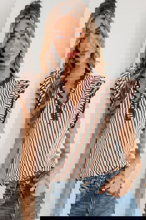 Day Date Stripe Ruffle Top