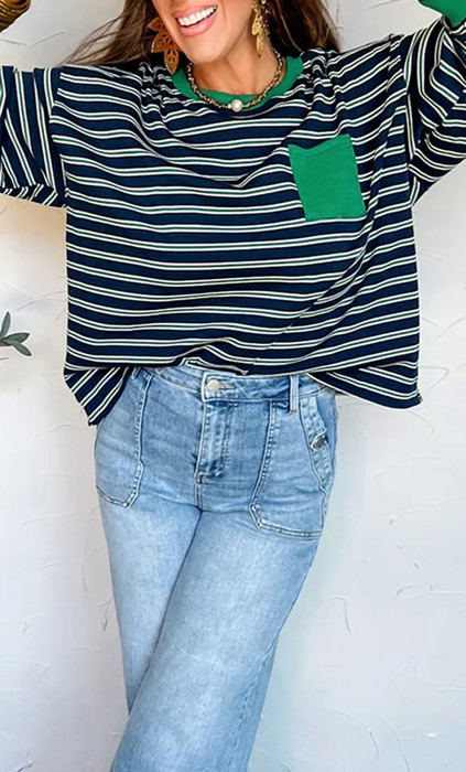 Casually Cool Striped Long Sleeve Top