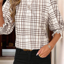  Arden Plaid Puff Sleeve Blouse