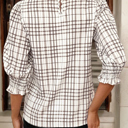  Arden Plaid Puff Sleeve Blouse