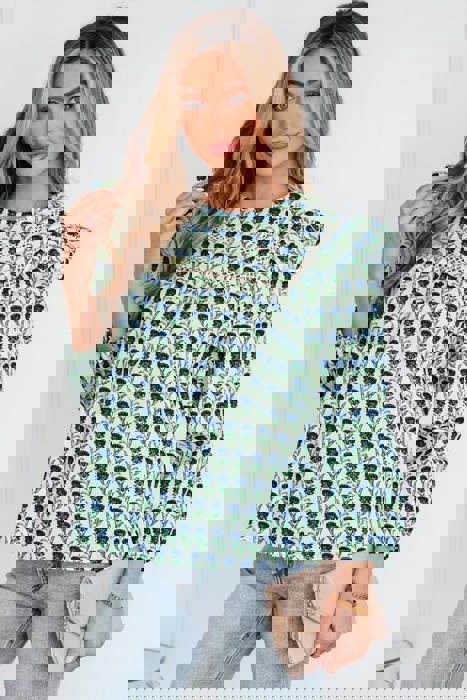 Prarie Hues Abstract Floral Blouse