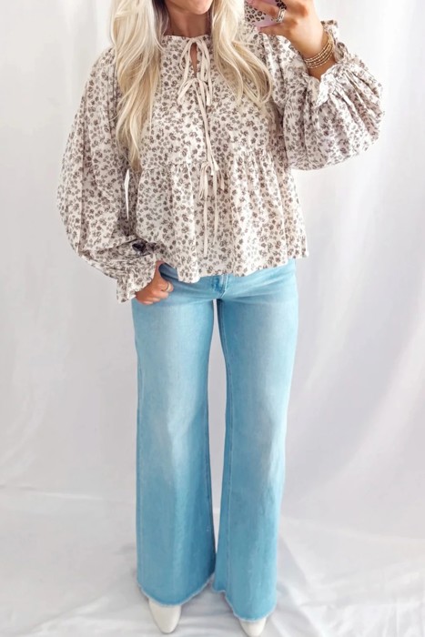 Moonflower Peplum Bow Blouse