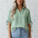  Sweet Escape Stripe Collared Blouse