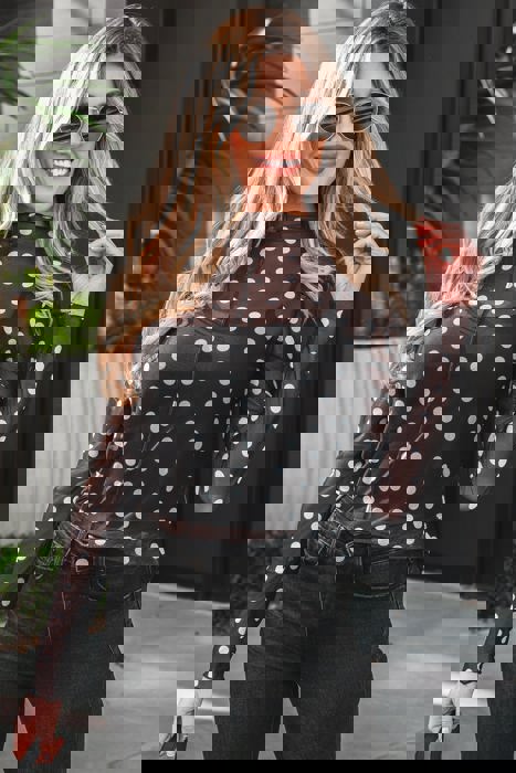 Pennelope Polkadot Mesh Top