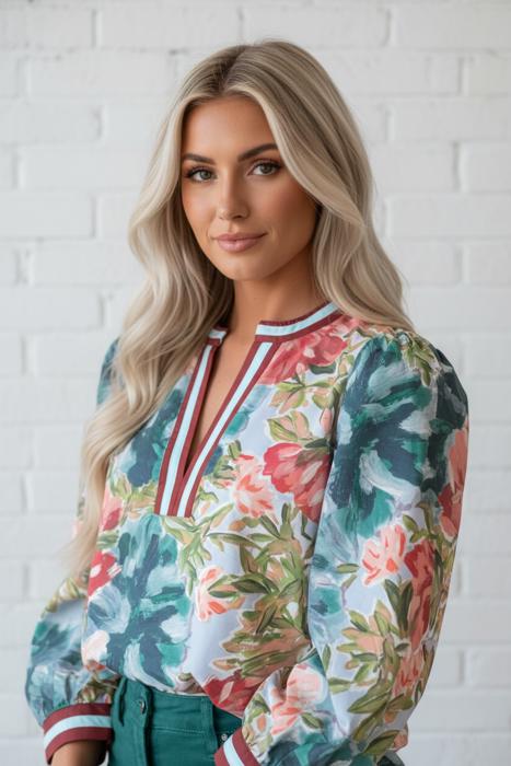 Sweet Carolina Floral Art Blouse
