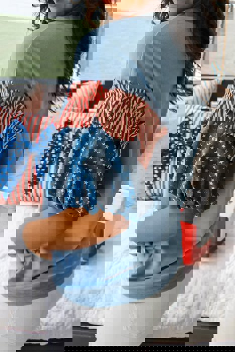 Stars & Stripe Ruffle Puff Sleeve Top