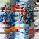  Stars & Stripe Ruffle Puff Sleeve Top