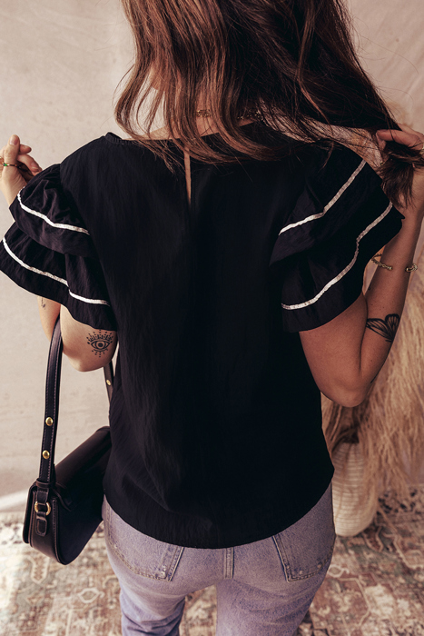 Midnight Chic Ruffle Top