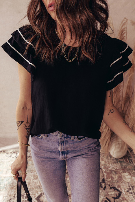 Midnight Chic Ruffle Top