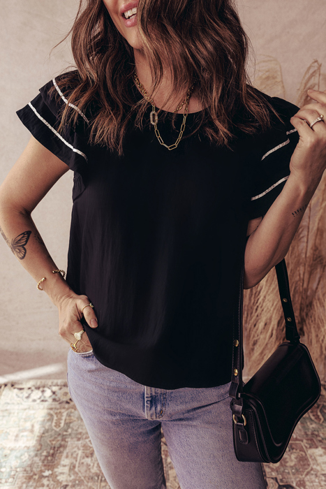 Midnight Chic Ruffle Top
