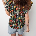  Vibrant Floral Ruffled Top