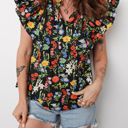  Vibrant Floral Ruffled Top