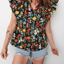  Vibrant Floral Ruffled Top