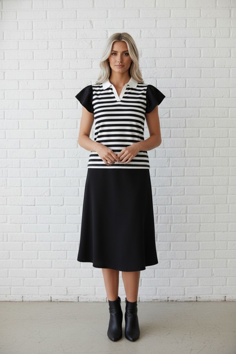 Preppy Paradise Stripe Ruffle Sleeve Blouse