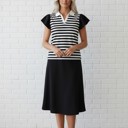  Preppy Paradise Stripe Ruffle Sleeve Blouse