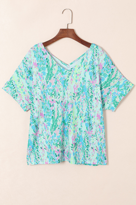 HIDDEN GEMS | Floral Short Sleeve V-Neck Tee