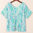  HIDDEN GEMS | Floral Short Sleeve V-Neck Tee
