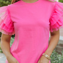  SALE! Tulle Ruffle Sleeve Top