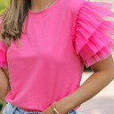  SALE! Tulle Ruffle Sleeve Top