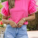  Sale! Tulle Ruffle Sleeve Top