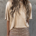  HIDDEN GEMS Metallic Gold Top w/Pocket