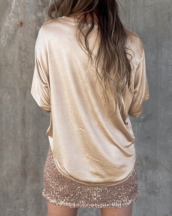 HIDDEN GEMS Metallic Gold Top w/Pocket