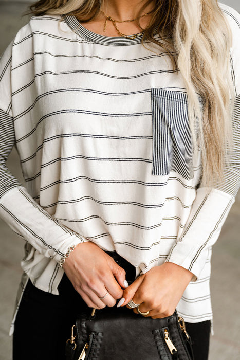 HIDDEN GEMS Essential Striped Long Sleeve Top