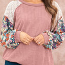  SALE! Floral Print Patchwork Long Sleeve Top