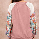  SALE! Floral Print Patchwork Long Sleeve Top