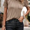 Pale Khaki Small HIDDEN GEMS Lace Sleeve Top