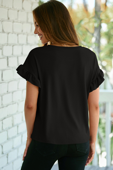 Everyday Ribbed Ruffle Top