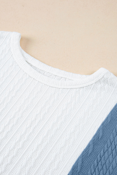 HIDDEN GEMS | Colorblock Textured Cuff Sleeve T-Shirt