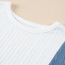  HIDDEN GEMS | Colorblock Textured Cuff Sleeve T-Shirt