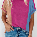  HIDDEN GEMS | Colorblock Corded Knit Crewneck T-Shirt