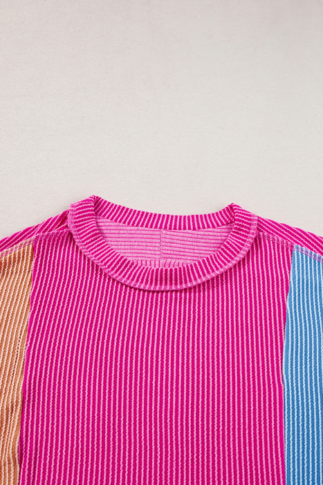 HIDDEN GEMS | Colorblock Corded Knit Crewneck T-Shirt