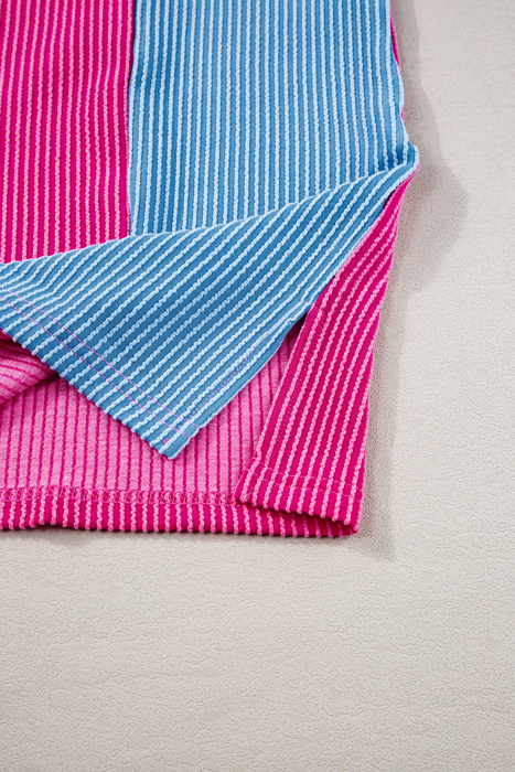 HIDDEN GEMS | Colorblock Corded Knit Crewneck T-Shirt