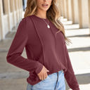  HIDDEN GEMS | Solid Reverse Seam Crew Neck Long Sleeve Top