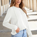  HIDDEN GEMS | Solid Reverse Seam Crew Neck Long Sleeve Top