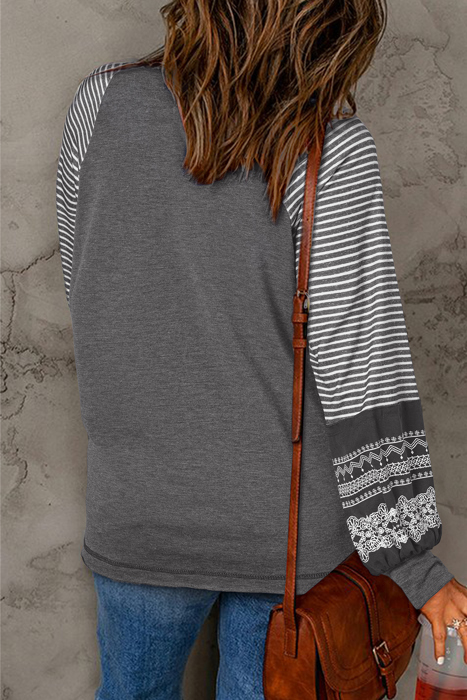 HIDDEN GEMS | Stripe Patchwork Long Sleeve Top