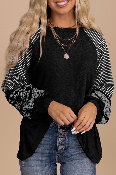 HIDDEN GEMS | Stripe Patchwork Long Sleeve Top