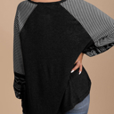  HIDDEN GEMS | Stripe Patchwork Long Sleeve Top