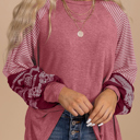 HIDDEN GEMS | Stripe Patchwork Long Sleeve Top