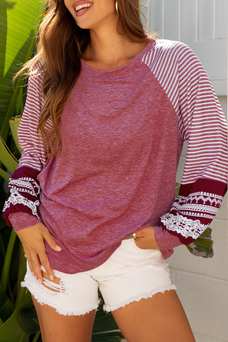 HIDDEN GEMS | Stripe Patchwork Long Sleeve Top
