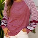  HIDDEN GEMS | Stripe Patchwork Long Sleeve Top
