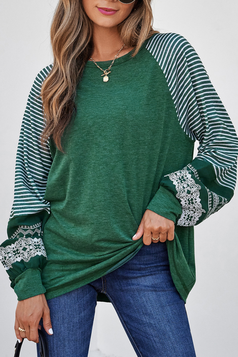 HIDDEN GEMS | Stripe Patchwork Long Sleeve Top