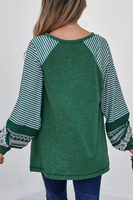 HIDDEN GEMS | Stripe Patchwork Long Sleeve Top