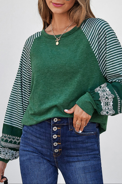 HIDDEN GEMS | Stripe Patchwork Long Sleeve Top