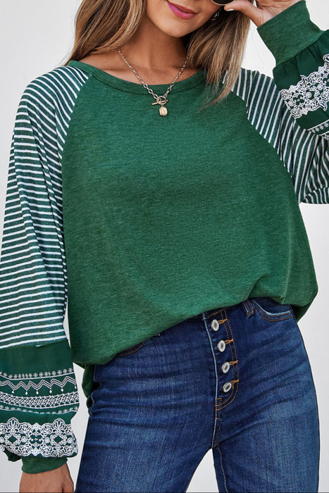 HIDDEN GEMS | Stripe Patchwork Long Sleeve Top