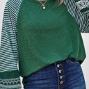  HIDDEN GEMS | Stripe Patchwork Long Sleeve Top