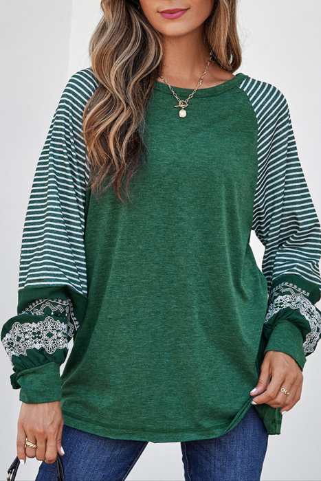 HIDDEN GEMS | Stripe Patchwork Long Sleeve Top